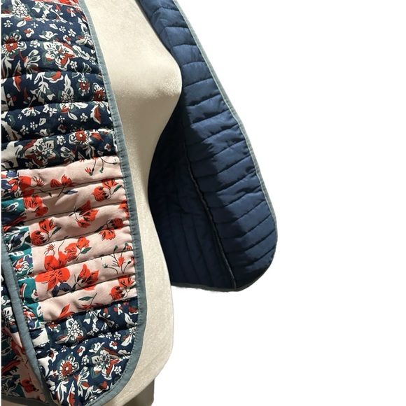 Warm Trendy Quilted Jacket Open Front Multi-Color All-Over Floral Print Small - Picture 9 of 16